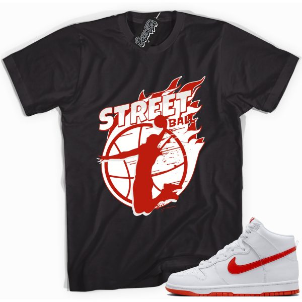 Street Ball Sneaker Shirt Made To Match Dunks High White Picante Red Jezsport.com