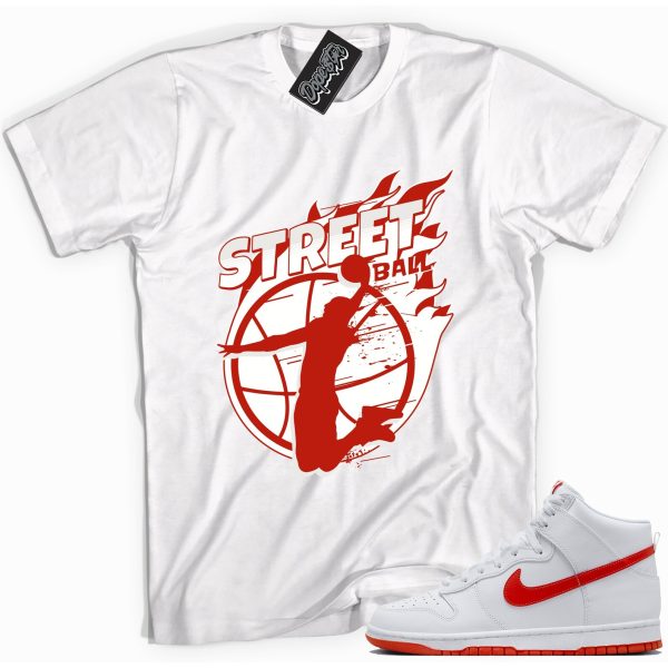 Street Ball Sneaker Shirt Made To Match Dunks High White Picante Red Jezsport.com