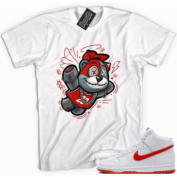 Slam Dunk Bear Sneaker Shirt Made To Match Dunks High White Picante Red Jezsport.com