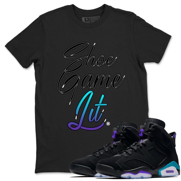 Shoe Game Lit Shoe Lace Unisex Tee - Sneaker T-Shirt To Match 6s Aqua Jezsport.com