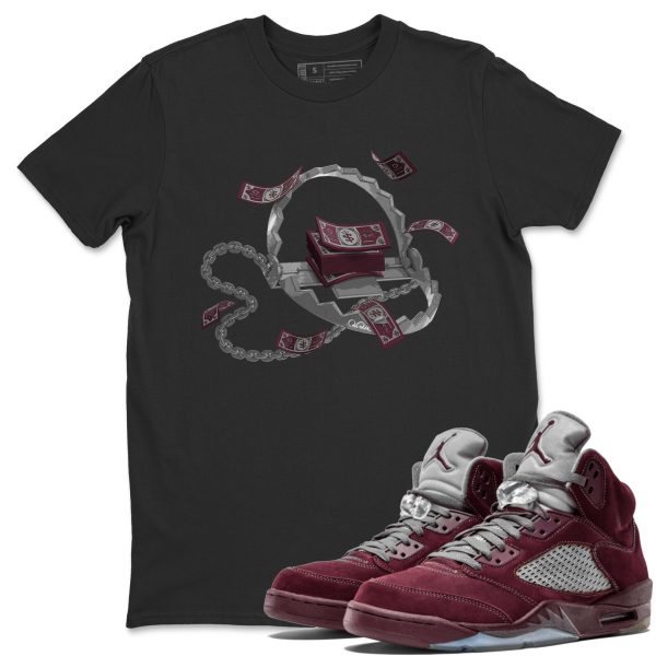 Trap Money Unisex Tees - Sneaker Shirt To Match 5s Burgundy Jezsport.com