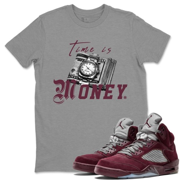 Time Is Money Unisex Tees - Sneaker Shirt To Match 5s Burgundy Jezsport.com