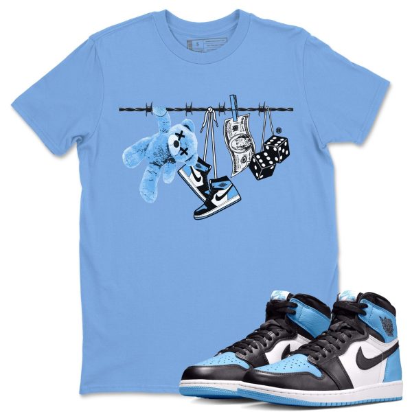 Clothesline Unisex Short Sleeve T-Shirt - Sneaker Shirt To Match 1s UNC University Blue Jezsport.com