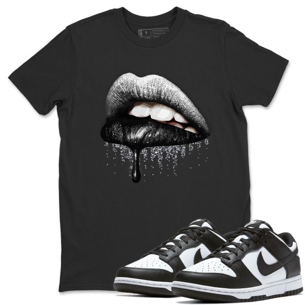 Dripping Lips Unisex Crew Neck T-Shirt - Sneaker Shirt To Match Dunks Panda Black White Jezsport.com