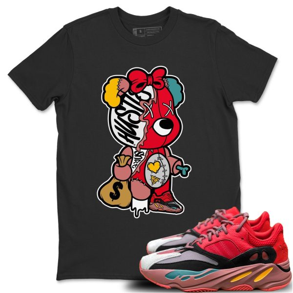 Stitched Hustle Bear - Sneaker Shirt To Match Yeezys 700 Hi-Res Red Jezsport.com