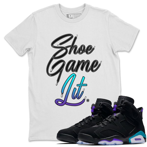 Shoe Game Lit Shoe Lace Unisex Tee - Sneaker T-Shirt To Match 6s Aqua Jezsport.com