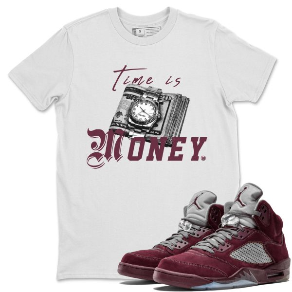 Time Is Money Unisex Tees - Sneaker Shirt To Match 5s Burgundy Jezsport.com