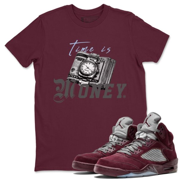 Time Is Money Unisex Tees - Sneaker Shirt To Match 5s Burgundy Jezsport.com