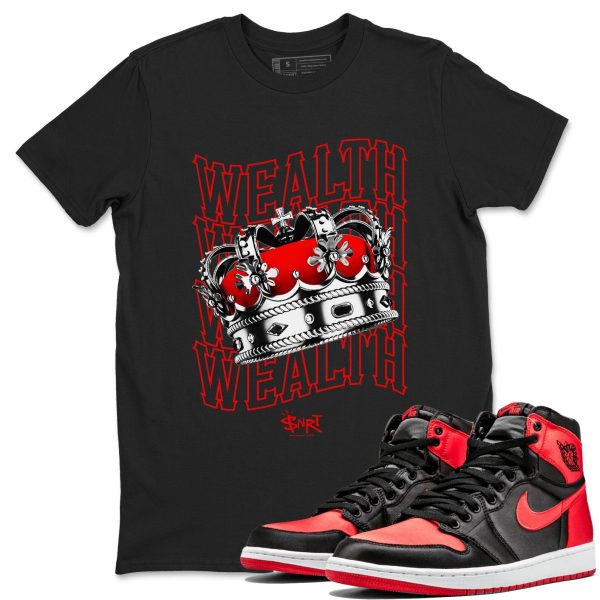 Wealth Unisex Short Sleeve Crew Neck Sneaker Tee To Match 1s Satin Bred Jezsport.com