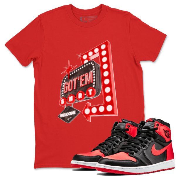 Retro Neon Sign Unisex Short Sleeve Crew Neck Sneaker Tee To Match 1s Satin Bred Jezsport.com