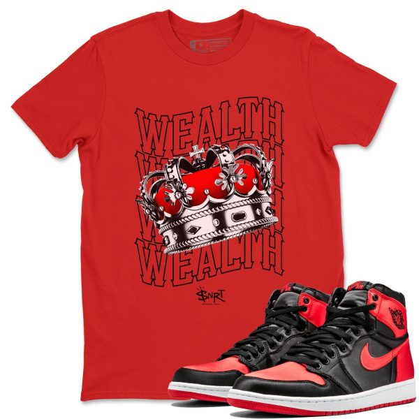 Wealth Unisex Short Sleeve Crew Neck Sneaker Tee To Match 1s Satin Bred Jezsport.com