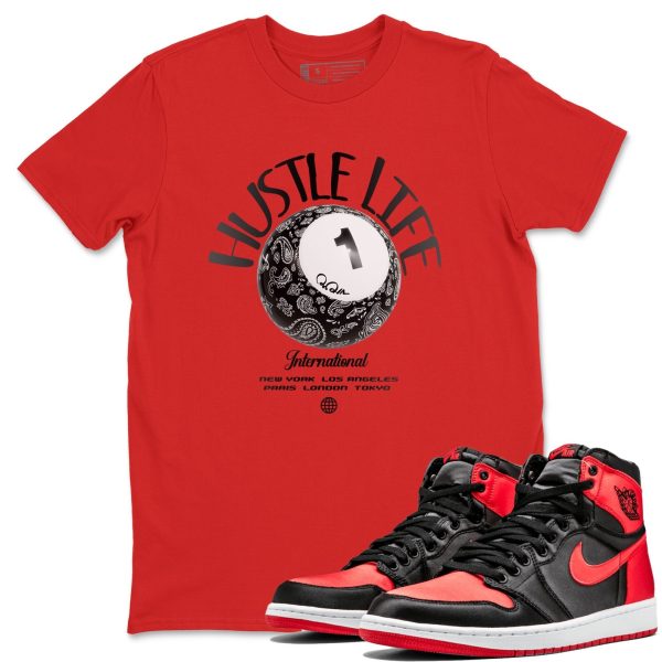 Hustle Life Unisex Short Sleeve Crew Neck Sneaker Tee To Match 1s Satin Bred Jezsport.com