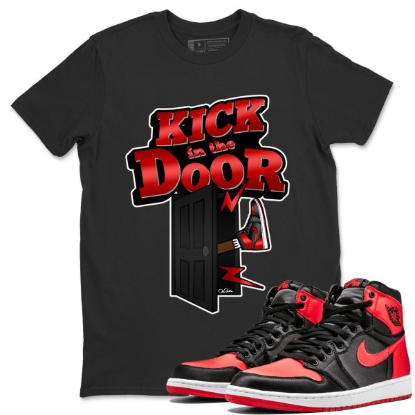 Kick In The Door Unisex Short Sleeve Crew Neck Sneaker Tee To Match 1s Satin Bred Jezsport.com