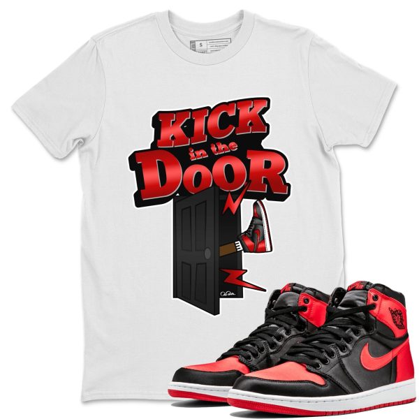 Kick In The Door Unisex Short Sleeve Crew Neck Sneaker Tee To Match 1s Satin Bred Jezsport.com