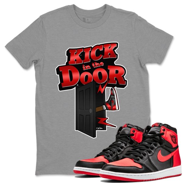 Kick In The Door Unisex Short Sleeve Crew Neck Sneaker Tee To Match 1s Satin Bred Jezsport.com