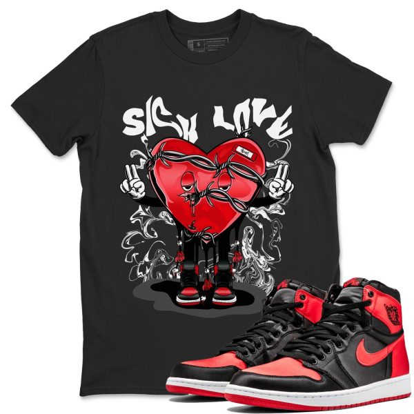 Sick Love Unisex Short Sleeve Crew Neck Sneaker Tee To Match 1s Satin Bred Jezsport.com