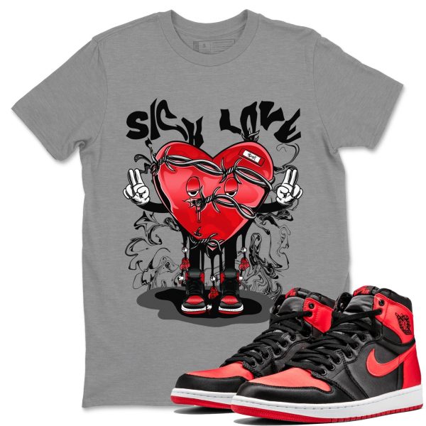 Sick Love Unisex Short Sleeve Crew Neck Sneaker Tee To Match 1s Satin Bred Jezsport.com