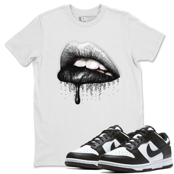 Dripping Lips Unisex Crew Neck T-Shirt - Sneaker Shirt To Match Dunks Panda Black White Jezsport.com