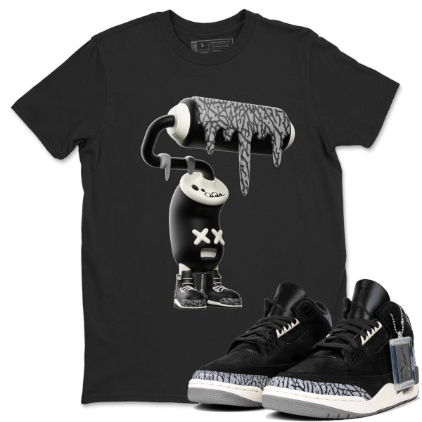 3D Paint Roller Unisex Crew Neck Short Sleeve Sneaker Tee - Shirt To Match 3s Off Noir Jezsport.com