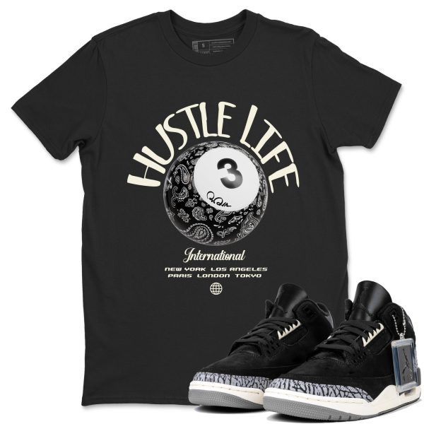 Hustle Life Unisex Crew Neck Short Sleeve Sneaker Tee Sneaker Tee - Casual Unisex Cotton Sneaker T-Shirt To Match Shirt To Match 3s Off Noir Jezsport.com