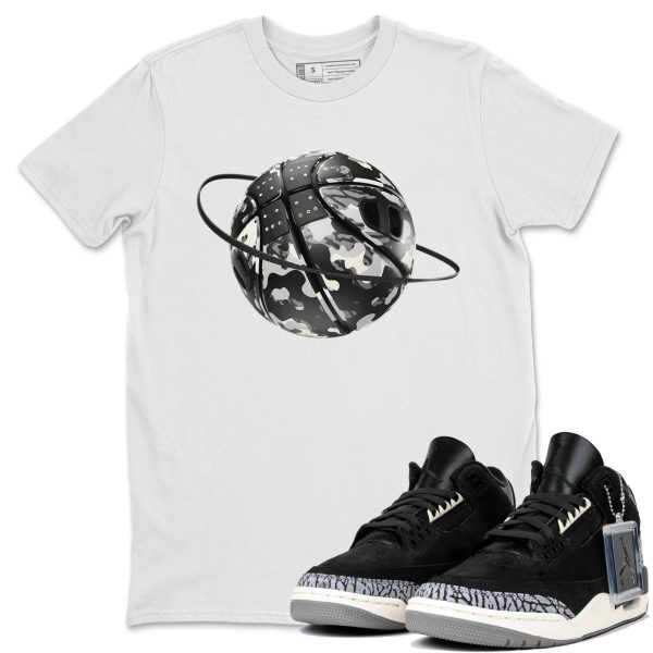 Camo Basketball Planet Unisex Crew Neck Short Sleeve Sneaker Tee - Shirt To Match 3s Off Noir Jezsport.com