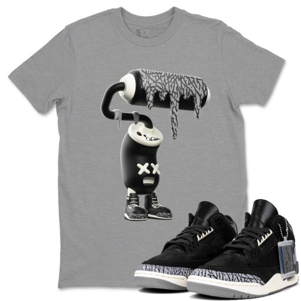 3D Paint Roller Unisex Crew Neck Short Sleeve Sneaker Tee - Shirt To Match 3s Off Noir Jezsport.com