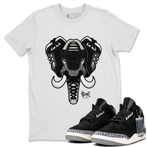 Elephant Symbol Unisex Crew Neck Short Sleeve Sneaker Tee - Shirt To Match 3s Off Noir Jezsport.com