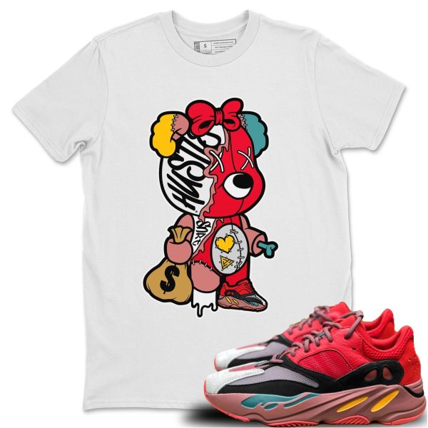 Stitched Hustle Bear - Sneaker Shirt To Match Yeezys 700 Hi-Res Red Jezsport.com