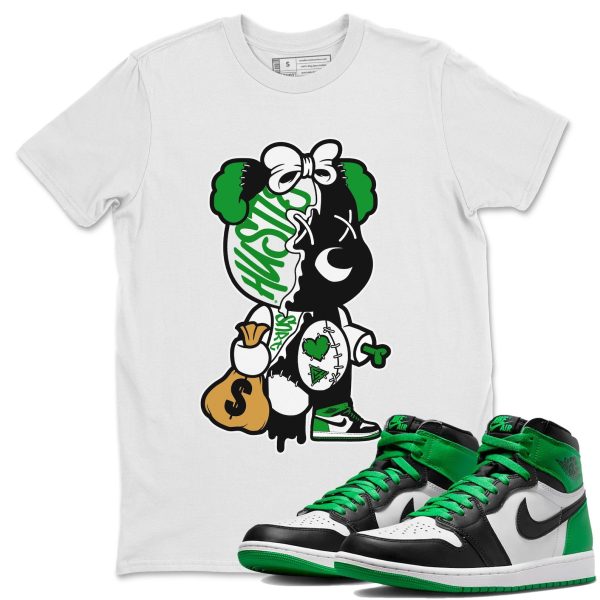 Stitched Hustle Bear Lucky Green T-Shirt - Unisex Cotton Sneaker Matching Shirts To Match 1s Celtics Jezsport.com