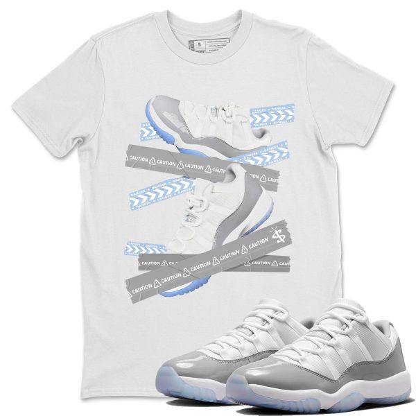 Caution Tape Unisex Casual T-Shirt - Sneaker T-Shirt To Match 11s White Cement Jezsport.com