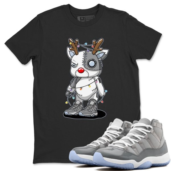 Cyborg Reindeer Unisex Short Sleeve Sneaker Tee - Shirt To Match 11s Retro Cool Grey Jezsport.com