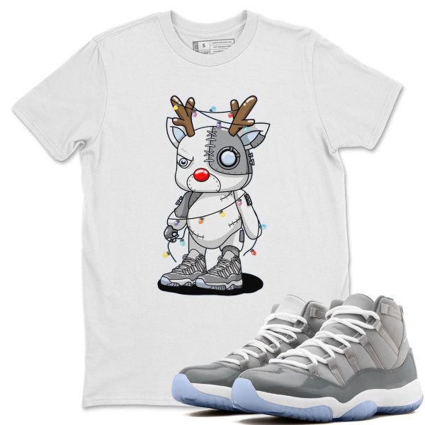 Cyborg Reindeer Unisex Short Sleeve Sneaker Tee - Shirt To Match 11s Retro Cool Grey Jezsport.com