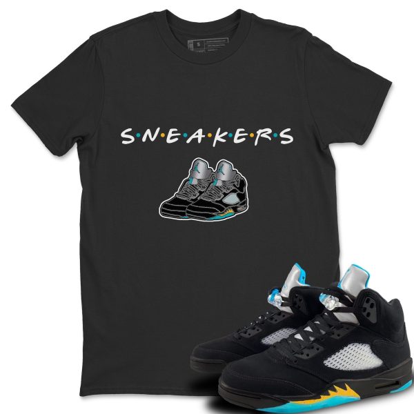 Sneakers Unisex Short Sleeve Sneaker Tee - Shirt To Match 5s Retro Aqua Jezsport.com