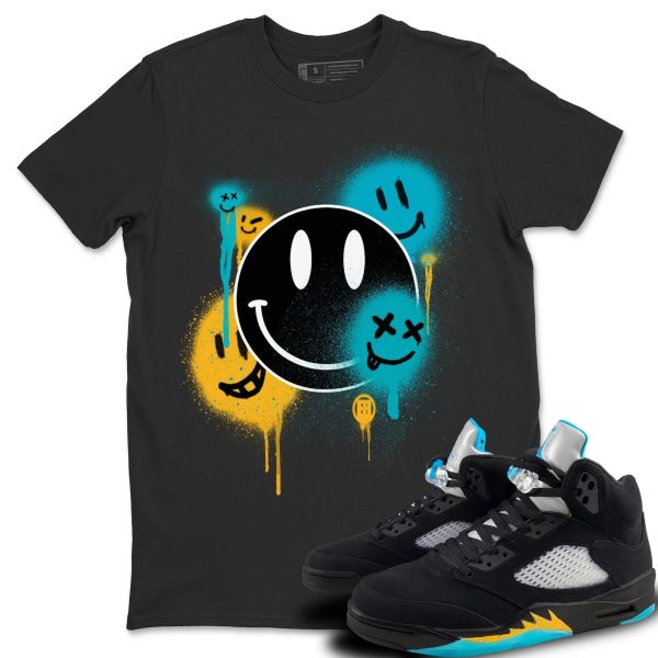 Smile Painting Unisex Short Sleeve Sneaker Tee - Shirt To Match 5s Retro Aqua Jezsport.com