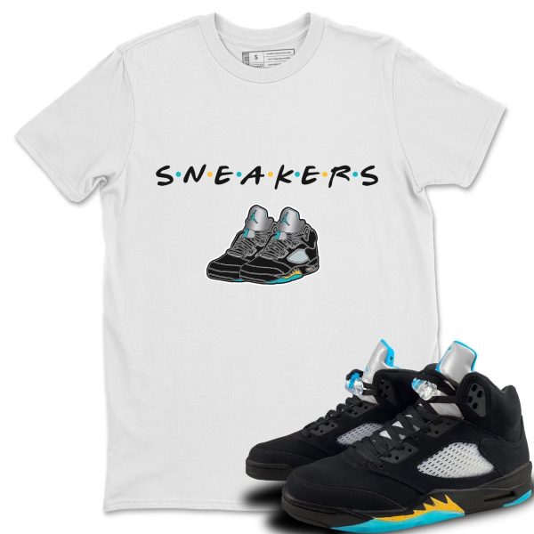 Sneakers Unisex Short Sleeve Sneaker Tee - Shirt To Match 5s Retro Aqua Jezsport.com