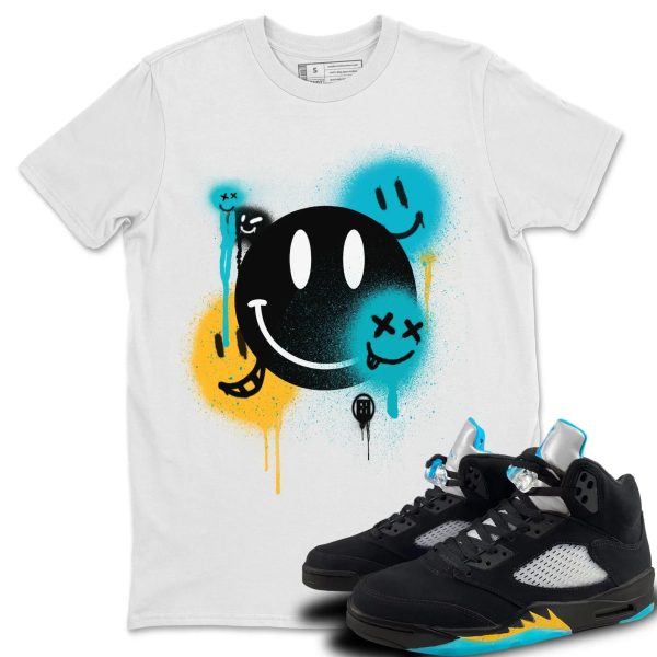 Smile Painting Unisex Short Sleeve Sneaker Tee - Shirt To Match 5s Retro Aqua Jezsport.com