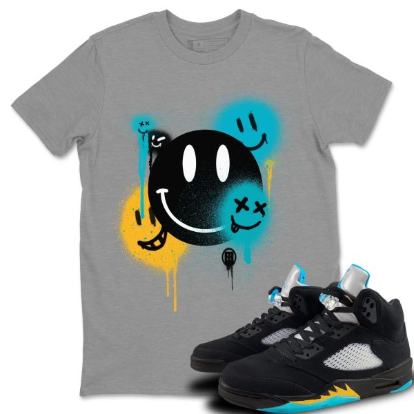 Smile Painting Unisex Short Sleeve Sneaker Tee - Shirt To Match 5s Retro Aqua Jezsport.com