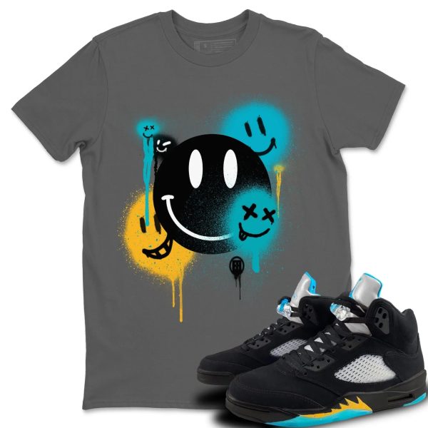 Smile Painting Unisex Short Sleeve Sneaker Tee - Shirt To Match 5s Retro Aqua Jezsport.com