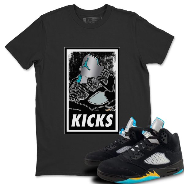 KICKS Unisex Short Sleeve Sneaker Tee - Shirt To Match 5s Retro Aqua Jezsport.com