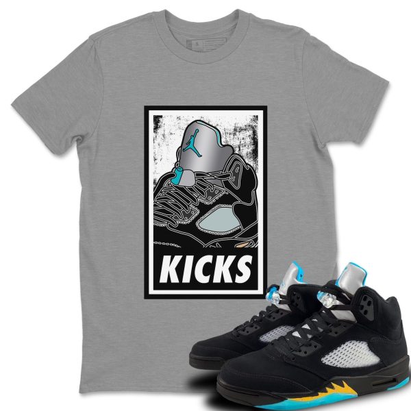 KICKS Unisex Short Sleeve Sneaker Tee - Shirt To Match 5s Retro Aqua Jezsport.com