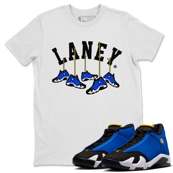 Hanging Sneakers Unisex Crew Neck Sneaker Matching Tee Shirt To Match Laney 14s Unisex Sneaker Tee Jezsport.com