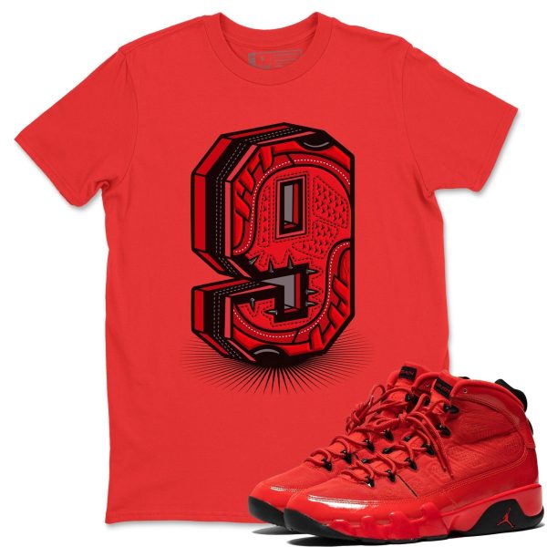 Nine Statue Sneaker Tee - Casual Unisex Cotton Sneaker T-Shirt To Match 9s Chile Red Jezsport.com