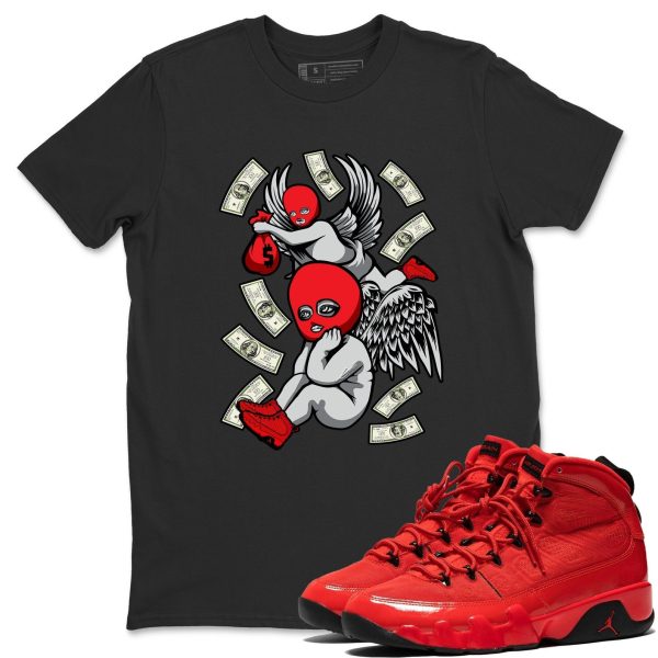 Hustle Angels - Casual Unisex Cotton Sneaker T-Shirt To Match 9s Chile Red Jezsport.com