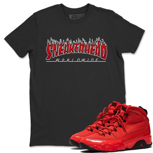 Fire Sneakerhead - Casual Unisex Cotton Sneaker T-Shirt To Match 9s Chile Red Jezsport.com