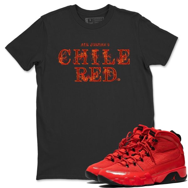 Fire Letters - Casual Unisex Cotton Sneaker T-Shirt To Match 9s Chile Red Jezsport.com