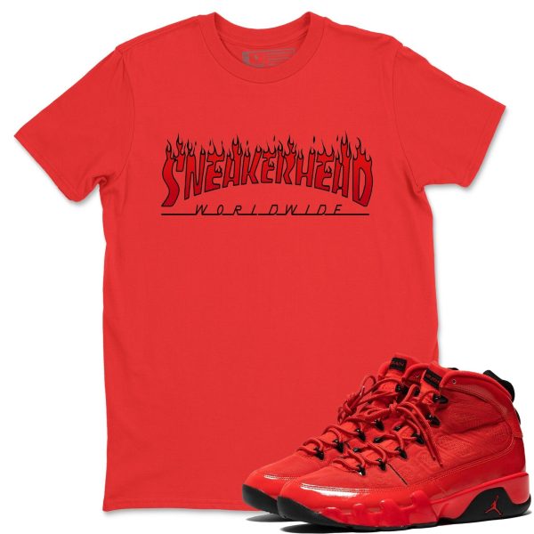 Fire Sneakerhead - Casual Unisex Cotton Sneaker T-Shirt To Match 9s Chile Red Jezsport.com