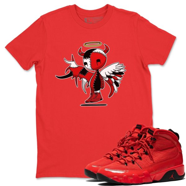 Devil Angel - Casual Unisex Cotton Sneaker T-Shirt To Match 9s Chile Red Jezsport.com