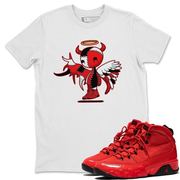 Devil Angel - Casual Unisex Cotton Sneaker T-Shirt To Match 9s Chile Red Jezsport.com