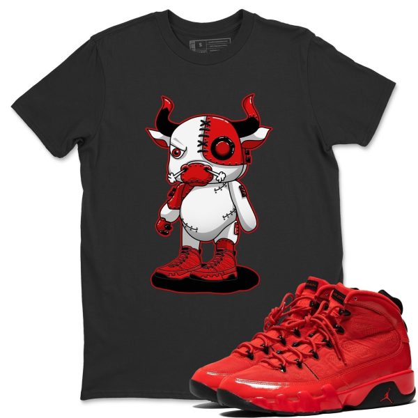 Cyborg Bull - Casual Unisex Cotton Sneaker T-Shirt To Match 9s Chile Red Jezsport.com