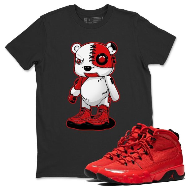 Cyborg Bear - Casual Unisex Cotton Sneaker T-Shirt To Match 9s Chile Red Jezsport.com